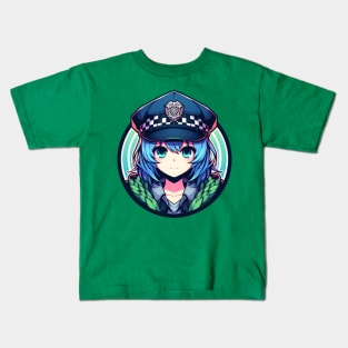 police anime girl Kids T-Shirt